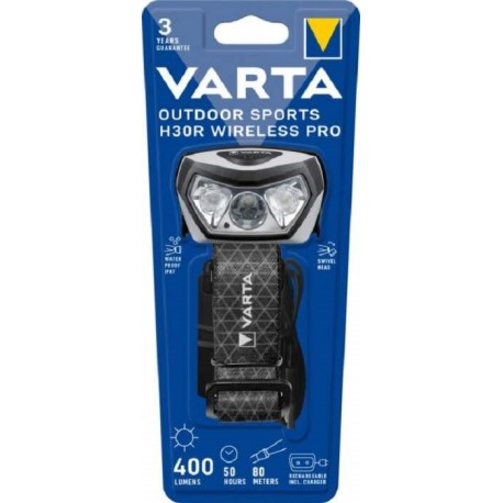 Čelová svítilna VARTA 18650 černošedá, OUTDOOR SPORTS Wireless PRO, nabíjecí